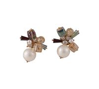 Oreillewomen Pearl Stud rétro Light Luxury Crystal Flower Geometric Geometric pour la Mode Bijoux