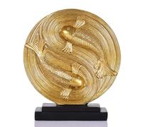 orenm Statue abstraite pour décoration d'intérieur, poisson Yin Yang Koi, sculpture de bureau pour homme, décoration d'intérieur unique, statuettes rondes modernes, pour bibliothèque, chambre à
