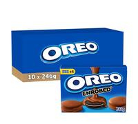 OREO - 10 Boîtes de 6 Sachets de Biscuits Oreo Enrobé au Chocolat au Lait - Biscuit Cacaoté Fourré Goût Vanille Enrobé au Chocolat au Lait - Lot de Biscuits en Sachets Individuels - Lot 10x246g