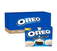OREO - 10 Boîtes de 6 Sachets de Biscuits Oreo Enrobé au Chocolat Blanc - Biscuit Cacaoté Fourré Goût Vanille Enrobé au Chocolat Blanc - Lot de Biscuits en Sachets Individuels - Lot 10x246g
