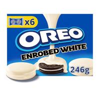 Oreo - Biscuits cacaotés fourrés goût vanille enrobés de chocolat blanc - 6 sachets - 246g