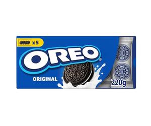 OREO - Oreo Original - 1 Paquet de 5 Sachets de 4 Biscuits Oreo - Biscuit Cacaoté Fourré Goût Vanille - Idéal à Emporter pour un Goûter Gourmand - 220g