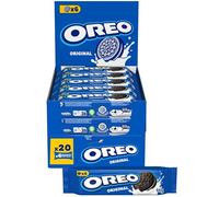 OREO - Oreo Original - Biscuit Cacaoté Fourrés Goût Vanille - Lot de Biscuits Chocolatés - Idéal pour un Goûter Gourmand - Format Familial Pratique - Présentoir de 20 Paquets 66 g