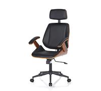 Oresteluchetta Fauteuil de Bureau Michigan High Dark Wood, Cuir synthétique, Noir, chêne, H.118/128 x L.62 x P.65