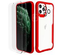 ORETECH Coque Compatible avec iPhone 11 Pro Max avec 2 Verre Trempé et 1 Caméra Arrière Protecteur,Antichoc Mince Dur PC TPU Silicone Coque 11 Pro Max Housse pour iPhone 11 Pro Max Etui Rouge