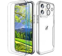 ORETECH Coque Compatible avec iPhone 12 - 2 Verres Trempés Protection Écran et 1 Protecteur Caméra Arrière - Mince Dur PC TPU Silicone Antichoc Etui Transparent
