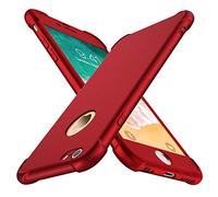 ORETECH Coque Compatible avec iPhone 6 Plus 6s Plus, avec 2 x Protecteur D'écran en Verre Trempé 360 Housse Hybride Antichoc Ultra Mince Mat Anti Rayures PC TPU pour iPhone 6 Plus 6s Plus 5.5 Rouge