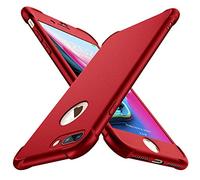 ORETECH Coque Compatible avec iPhone 7 Plus et iPhone 8 Plus,avec 2 x Protecteur D'écran en Verre Trempé Housse Hybride Antichoc Ultra Mince Mat Anti Rayures PC TPU pour iPhone 7 Plus 8 Plus Rouge