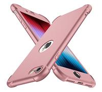 ORETECH Coque Compatible avec iPhone SE 2022,avec 2 x Protecteur D'écran en Verre Trempé,360 Hybride Robuste 2 en 1 Antichoc Mince Anti Rayures PC TPU Etui pour iPhone SE 2020 Case 4.7" Or Rose