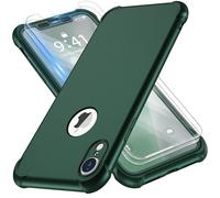 ORETECH Coque Compatible avec iPhone XR, avec 2 x Protecteur D'écran en Verre Trempé 360°Housse Hybride Robuste 2 en 1 Antichoc Ultra Mince Mat Anti Rayures PC TPU Etui pour iPhone XR Case Vert