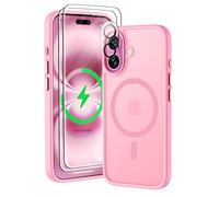 ORETECH Coque Magnétique pour iPhone 16, Translucide Mat Antichoc Coque pour iPhone 16 avec 2 Verre Trempé et 1 Caméra Protecteur, Anti-Rayures Housse Compatible avec Mag-Safe 6.1" Rose Clair