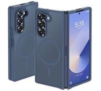 ORETECH Coque Magnétique pour Samsung Z Fold 6 Compatible avec Mag-Safe, Translucide Mat Antichoc Rigide Arrière Souple Bumper Coque pour Samsung Galaxy Z Fold 6, Bleu Marine