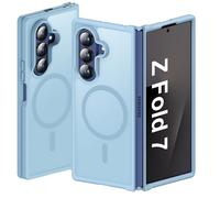 ORETECH Coque Magnétique pour Samsung Z Fold 7 Compatible avec Mag-Safe, Translucide Mat Antichoc Rigide Arrière Souple Bumper Coque pour Samsung Galaxy Z Fold 7, Bleu Sierra