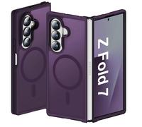 ORETECH Coque Magnétique pour Samsung Z Fold 7 Compatible avec Mag-Safe, Translucide Mat Antichoc Rigide Arrière Souple Bumper Coque pour Samsung Galaxy Z Fold 7, Violet Foncé