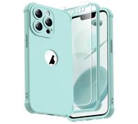 ORETECH Coque pour iPhone 13 Pro Max + 2 Pièces Verre Trempé Protection écran, 2 en 1 Antichoc Souple TPU Arrière Rigide PC Avant Housse de Protection pour iPhone 13 Pro Max Case 6,7" Vert Menthe