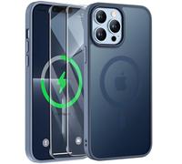 ORETECH Coque pour iPhone 13 Pro Max avec 2 Verre Trempé, Compatible avec Mag-Safe, Etui Translucide Mat Arrière Antichoc Coque Magnétique pour iPhone 13 Pro Max 6.7" Bleu Marine