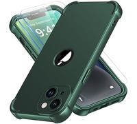 ORETECH Coque pour iPhone 14 Plus + 2 Pièces Verre Trempé Protection écran, Antichoc Souple Silicone TPU Arrière Rigide PC Avant Housse de Protection pour iPhone 14 Plus Case 6,7" Vert