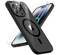 ORETECH Coque pour iPhone 14 Pro avec 2 Verre Trempé et 1 Caméra Protecteur, Compatible avec Mag Safe, Antichoc Transparente Arrière Coque Magnétique pour iPhone 14 Pro 6.1" Noir