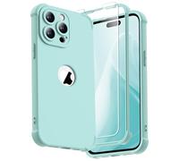 ORETECH Coque pour iPhone 14 Pro Max + 2 Pièces Verre Trempé Protection écran, Antichoc Souple Silicone TPU Arrière Rigide PC Avant Housse de Protection pour iPhone 14 Pro Max 6,7" Vert Menthe