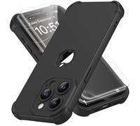 ORETECH Coque pour iPhone 15 Pro + 2 Pièces Verre Trempé Protection écran, Antichoc Souple Silicone TPU Arrière Rigide PC Avant Housse de Protection pour iPhone 15 Pro Case 6,1" Noir