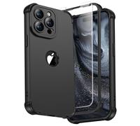 ORETECH Coque pour iPhone 15 Pro Max + 2 Pièces Verre Trempé Protection écran, Antichoc Souple Silicone TPU Arrière Rigide PC Avant Housse de Protection pour iPhone 15 Pro Max Case 6,7" Noir