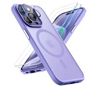 ORETECH Coque pour iPhone 15 Pro Max avec 2 Verre Trempé et 1 Caméra Protecteur, Etui Translucide Mat Arrière Housse Antichoc Coque Magnétique pour iPhone 15 Pro Max Case 6.7" Pourpre Clair