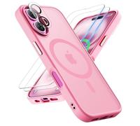 ORETECH Coque pour iPhone 16 Plus avec 2 Verre Trempé et 1 Caméra Protecteur, Translucide Mat Arrière Housse Fine Antichoc pour iPhone 16 Plus Case Compatible avec Mag-Safe 6.7" Rose Clair