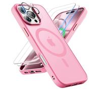 ORETECH Coque pour iPhone 16 Pro Max avec 2 Verre Trempé et 1 Caméra Protecteur, Translucide Mat Arrière Housse Fine Antichoc pour iPhone 16 Pro Max Case Compatible avec Mag-Safe 6.9" Rose Clair