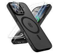 ORETECH Coque pour iPhone 16 Pro Max avec 2 Verre Trempé et 1 Caméra Protecteur, Translucide Mat Arrière Housse Fine Antichoc pour iPhone 16 Pro Max Case Compatible avec Mag-Safe 6.9" Noir