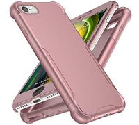ORETECH Coque pour iPhone SE 2022 et iPhone 7/8 Coque avec 2 Verre trempé Protection écran,360 Degres Protection Mince Anti Rayures PC TPU Housse pour iPhone SE 2020 Case Or Rose