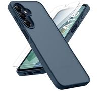 ORETECH Coque pour Samsung A16/A17/A26 avec 2 Pièces Verre Trempé, Antichoc Rigide Anti-Empreintes Digitales Translucide Mat Arrière Coque pour Samsung Galaxy A16 5G/A17 5G/A26 5G, Bleu Marine