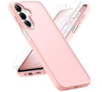 ORETECH Coque pour Samsung A16/A17/A26 avec 2 Pièces Verre Trempé, Antichoc Rigide Anti-Empreintes Digitales Translucide Mat Arrière Coque pour Samsung Galaxy A16 5G/A17 5G/A26 5G, Rose Clair