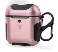 ORETECH Coque Silicone Compatible avec AirPods, Coque pour AirPods 1 et AirPods 2 Housse de Protection Anti-Rayures, Antichoc PC Fibre de Carbone étui de Chargement pour AirPods 2 et 1 Or Rose