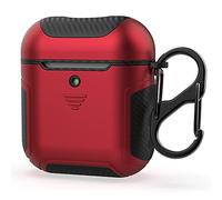 ORETECH Coque Silicone Compatible avec AirPods, Coque pour AirPods 1 et AirPods 2 Housse de Protection Anti-Rayures, Antichoc PC Fibre de Carbone étui de Chargement pour AirPods 2 et 1 Rouge