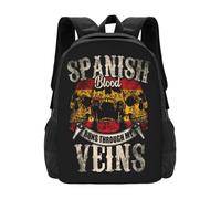 OREURUIK du Sang Espagnol coule dans Mes veines Cartable Cartable Sac à Dos Sacs de Mode Espagne Drapeau Espagnol Madrid Crâne Fan Patriote