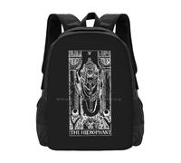 OREURUIK Le Hiérophante Noir Cartable Sac à Dos Mode Sacs Tarot Le Fou Wiccan Halloween Sorcière Occulte Mystique Festival Y2K