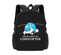 OREURUIK Posez-Moi des Questions sur Mon Pilote Aviation Lover Gyrocopter Produit Cartable Sac à Dos Sac à Dos Mode Gyrocoptère Gear Gyrocopter