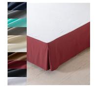 OREZAUQS Cache Sommier Jupe de lit d'angle Ouvert, Cache-sommier Doux à Quatre Plis avec Plis centraux, avec Tissu Infroissable de 14 Pouces de Hauteur (Rouge,Full)