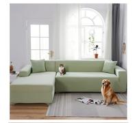 OREZAUQS Housse de Canapé d Angle Extensible Complet Protection, Housse de Canapé Élastique, adaptée aux Animaux domestiques (Vert Clair,3 Seat (74-90"))