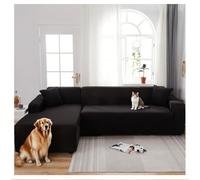 OREZAUQS Housse de Canapé d Angle Extensible Complet Protection, Housse de Canapé Élastique, adaptée aux Animaux domestiques (Noir,3 Seat (74-90"))