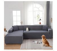 OREZAUQS Housse de Canapé d Angle Extensible Complet Protection, Housse de Canapé Élastique, adaptée aux Animaux domestiques (Gris,4 Seat (92-118"))