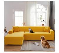 OREZAUQS Housse de Canapé d Angle Extensible Complet Protection, Housse de Canapé Élastique, adaptée aux Animaux domestiques (Jaune,3 Seat (74-90"))