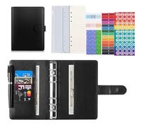 ORFCP Classeur à anneaux A5 - 6 trous - En cuir synthétique - Format A5 - Rechargeable - Avec feuille de papier DIY - Pour notes scolaires et carnet de voyage