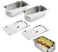 ORFCP Lot de 2 récipients en acier inoxydable 1/3 avec couvercle, Bac inox Récipients de conservation au chaud, bac inox alimentaire en inoxydable, résistant à la chaleur, 32,5 x 17,5 x 6,5 cm