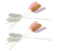ORFOFE 10 Pièces Kitten Teasing Wand Set with Natural Rabbit Fur Soft Plush Cat Toy for Indoor Play Ergonomic Handle for Safe