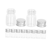 ORFOFE 10 pièces Lot de Mini Bouteilles Verre avec Bouchon Aluminium Argenté Flacons Vides pour Voyage Stockage Bonbons et Messages Damour