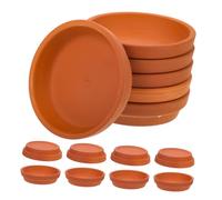 ORFOFE 10 pièces Lot de Plateaux Ronds Terre Cuite Rouge pour Pots de Fleurs Bases Légères et Durables Collecteurs Eau pour Plantes Intérieur et Extérieur Adaptés Plupart des Pots