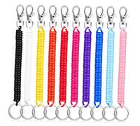 ORFOFE 10 Pièces Porte Clés Spirale Extensible Lot Anneau Métallique et Porte Clé Rétractable Pratique pour et Badges Cordon Élastique