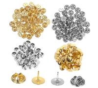 ORFOFE 100 paires Lot de Embouts Pin Doré et Nickel Fermoirs de Broche Sécurisés pour Artisanat Remplacements Polyvalents pour Badges et Insignes