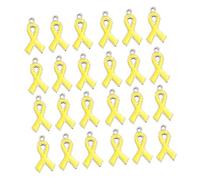 ORFOFE 100 pièces Pendentifs Ruban Jaune Émaillé pour Sensibilisation Breloques Charme pour Bijoux DIY Décorations Collier Bracelet Boucle Oreille